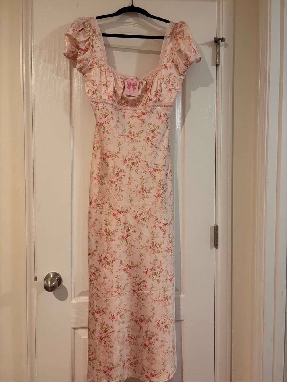 Pink Floral Empire Waist Maxi Dress